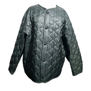 ARKET Oversized Quilted Jacket Green Olive Khaki Size L